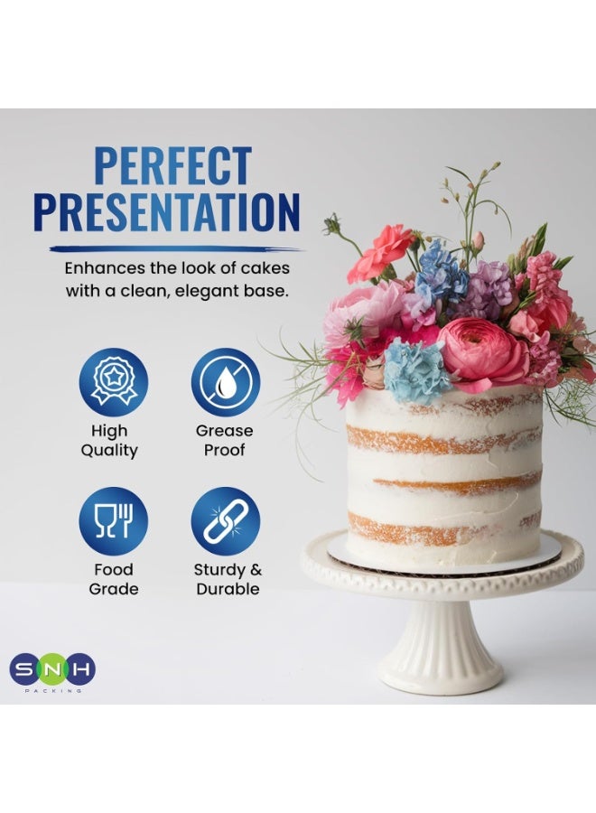 SNH Packing لوحة كعكة بيضاء 10 بوصة من SNH - عبوة من 10، قابلة للاستخدام مرة واحدة، سميكة وقوية، أطباق قاعدة دائرية، كرتون آمن للطعام، مثالية لحفلات الزفاف، الحفلات، الحلويات، والحرف اليدوية (10، أبيض) - Image 5